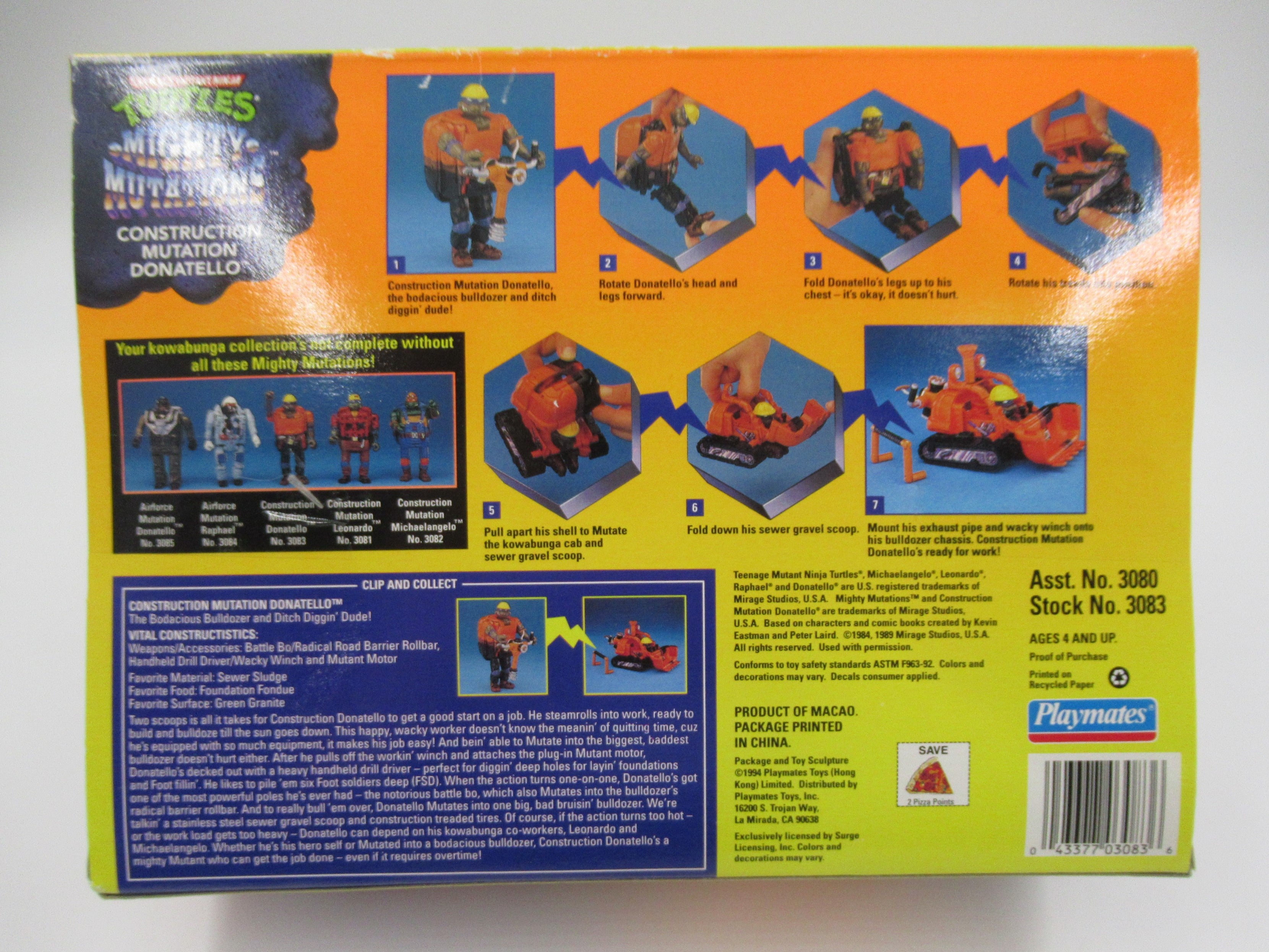 Teenage Mutant Ninja Turtles Construction Mutation Donatello 4.5" Figure TMNTs - Playmates (1994)